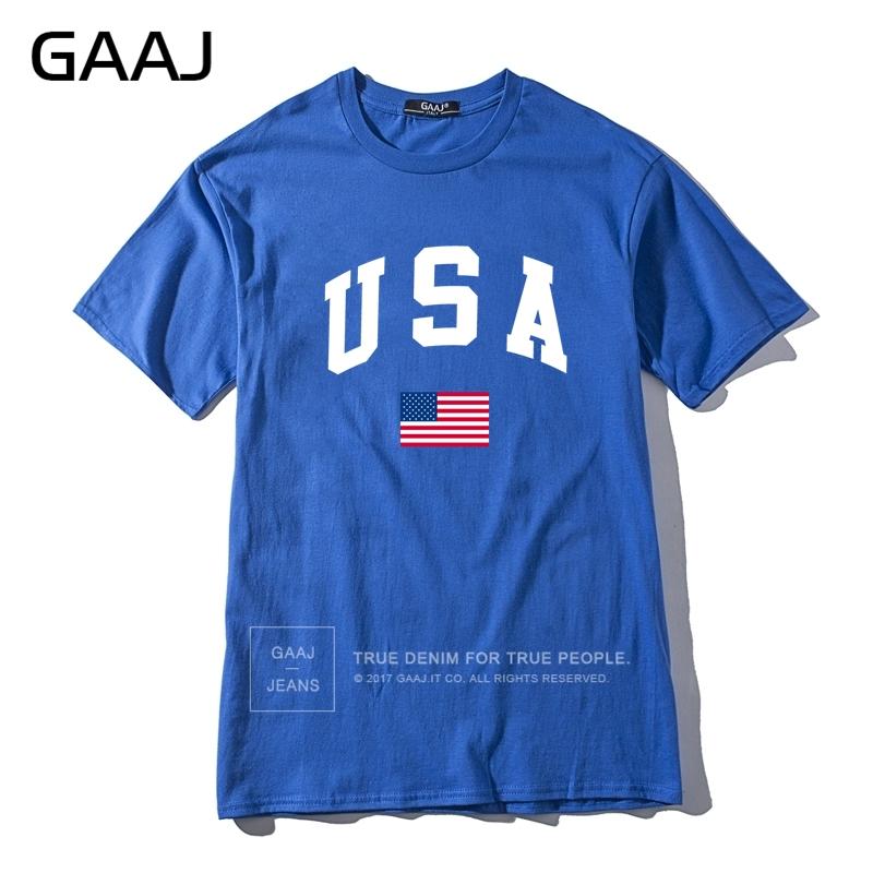 GAAJ USA America Flag Men T Shirt Top High Quality 100 Cotton Tshirts For Man Tshirt Printed Brand Clothing Casual Streetwear