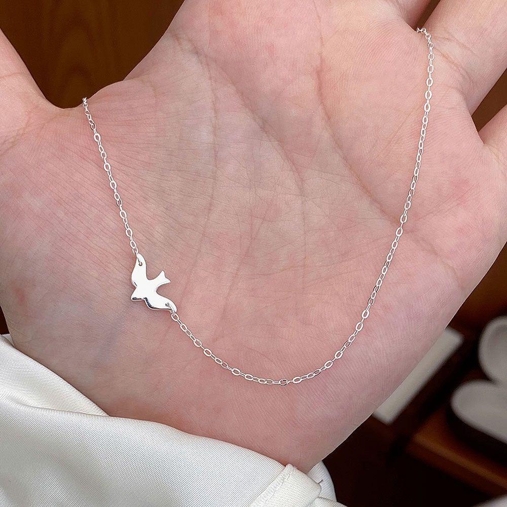 

Sterling Silver S925 Peace Dove Pendant Necklace - Women s Simple, Luxurious Clavicle Chain Design S925 Silver