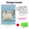 Easy DIY Framed Pearl Bead Painting Kit with Cute Cat and Little Birds 3D Sparkling Canvas Art for Home Decoration Gift Idea for Craft Fans