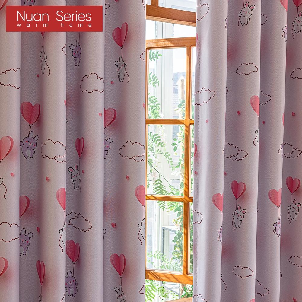 1 szt. 70-80% Zaciemniające Różowe Krótkie Zasłony do Pokoju Dziewczynki z Kreskówkowym Nadrukiem do Sypialni Salonu Dekoracja Domu Seria Nuan