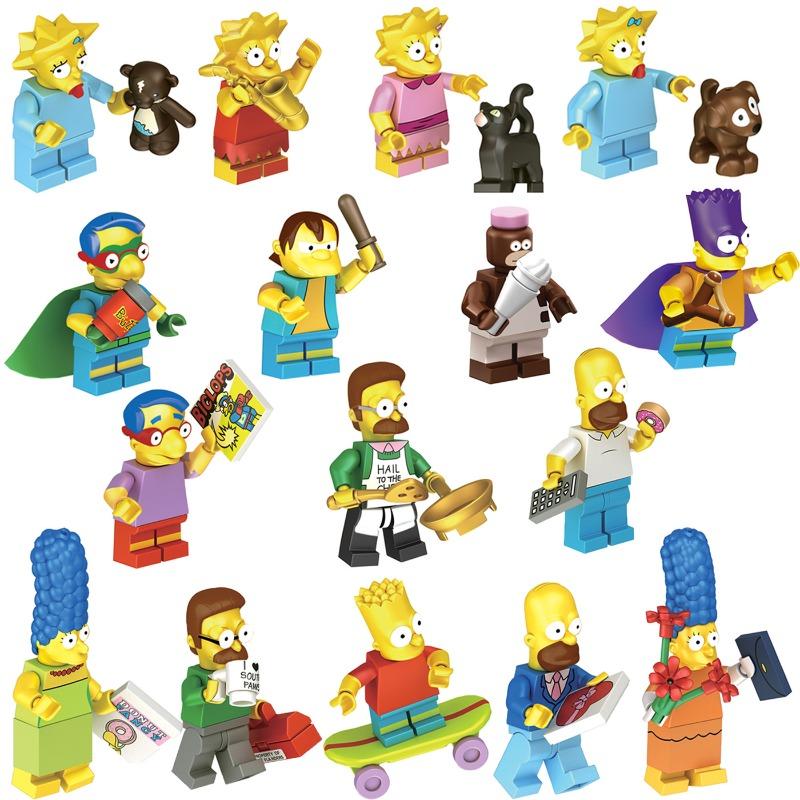 16pcs The Simpsons Family Mini Model Figures Assemble Action Bros Figures Collection 16PCS