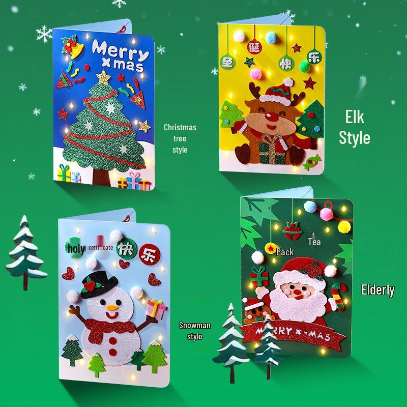 DIY-Weihnachtskarten-Set für Kinder - Kreative handgefertigte Grußkarten-Zubehör