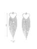 Europe And The United States Temperament Hollow Rhinestone Long Paragraph Tassel Love Earrings Senior Sense Earrings Female Earrings Jewelry