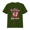 Womens T Shirt My Grandma Is A Survivor Flower Breast Cancer Awareness Black 2X Large vintage Washed Comfortable Soft Unisex