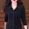 Women's Versatile Long-Sleeved Cropped Base Layer Shirt, 2025 Autumn Design – Tummy Concealing, Slimming, Flattering Top