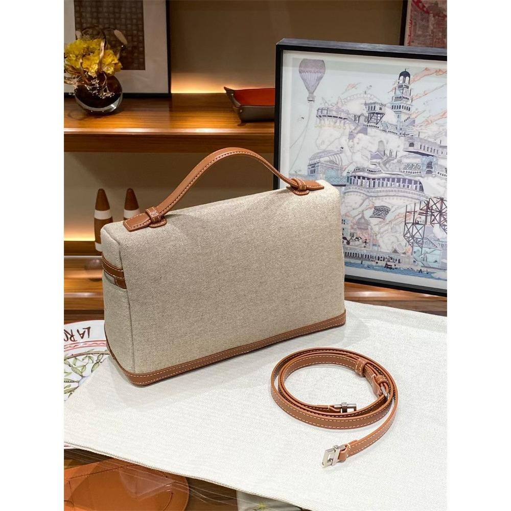 New LP27 handbag gigi same shoulder oblique span fashion canvas with leather bag temperament lunch box bag