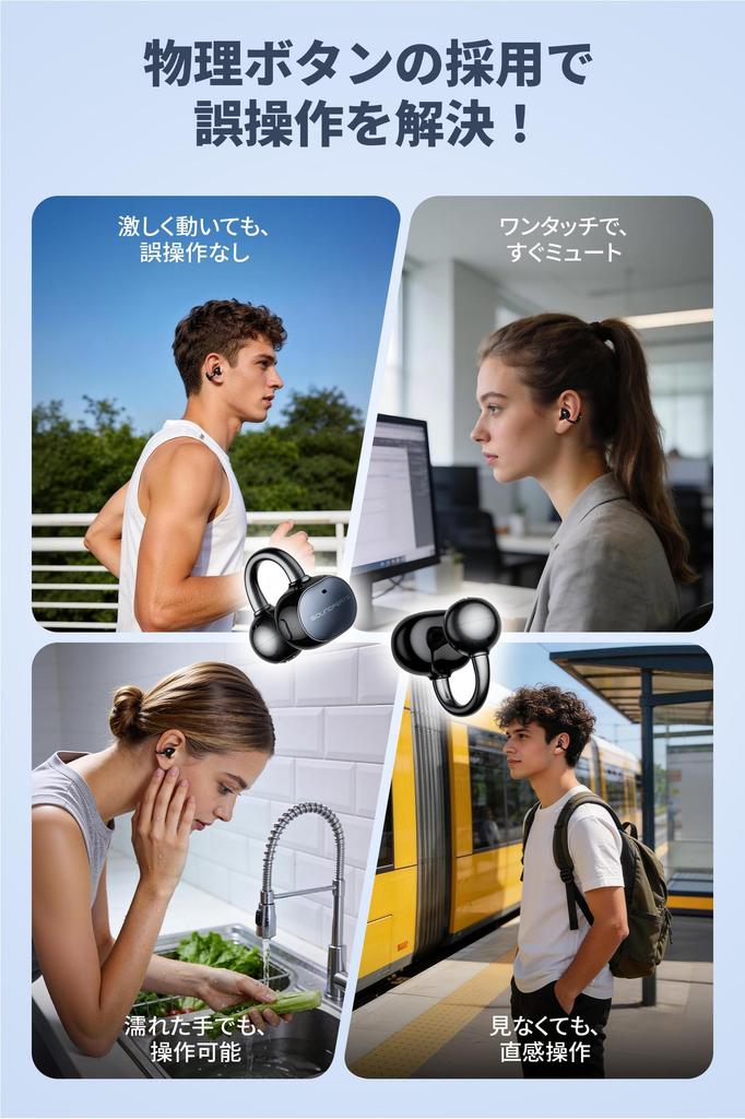SOUNDPEATS Ear Cuff Earphones Bluetooth Wireless Earphones Superb Sound A New Dimension of Listening Open Earphones with Bluetooth Sound AI Noise