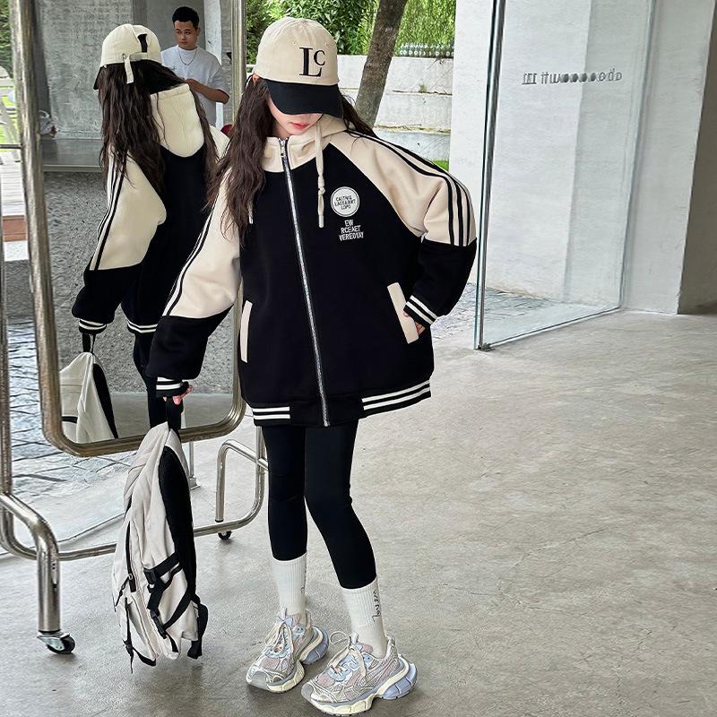 2024 Fashionable Girls' Baseball Jacket for Ages 10-14 - Perfect for Spring and Autumn