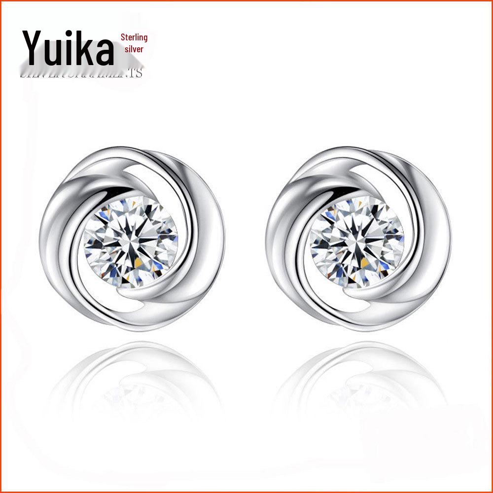 Sterling Silver Rose Love Stud Earrings - Simple & Elegant Design