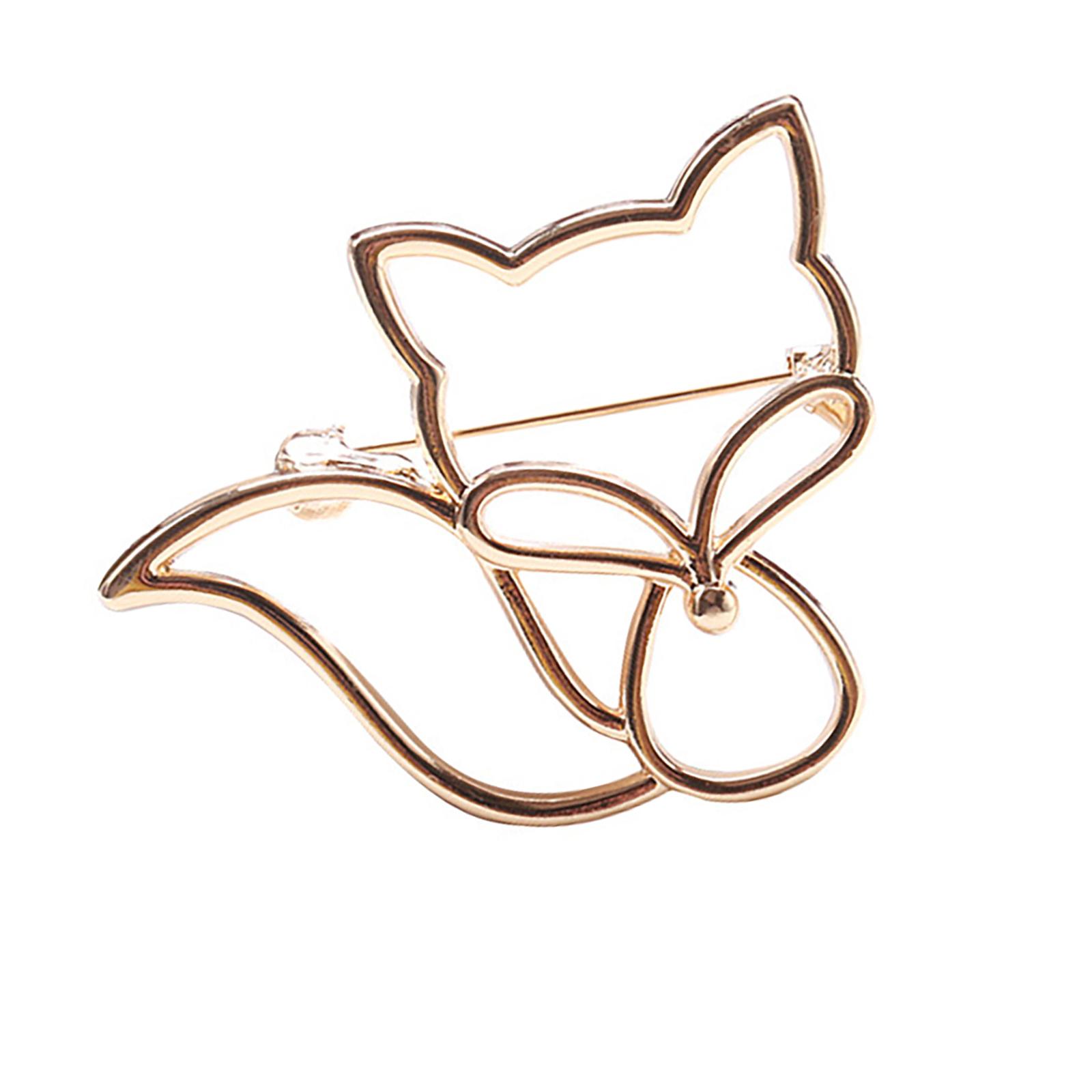 

Элегантная одежда Ювелирные изделия Металлическая полая брошь в виде лисы Значки из сплава Текстура Подходит для женщин Модный аксессуар из сплава золотой