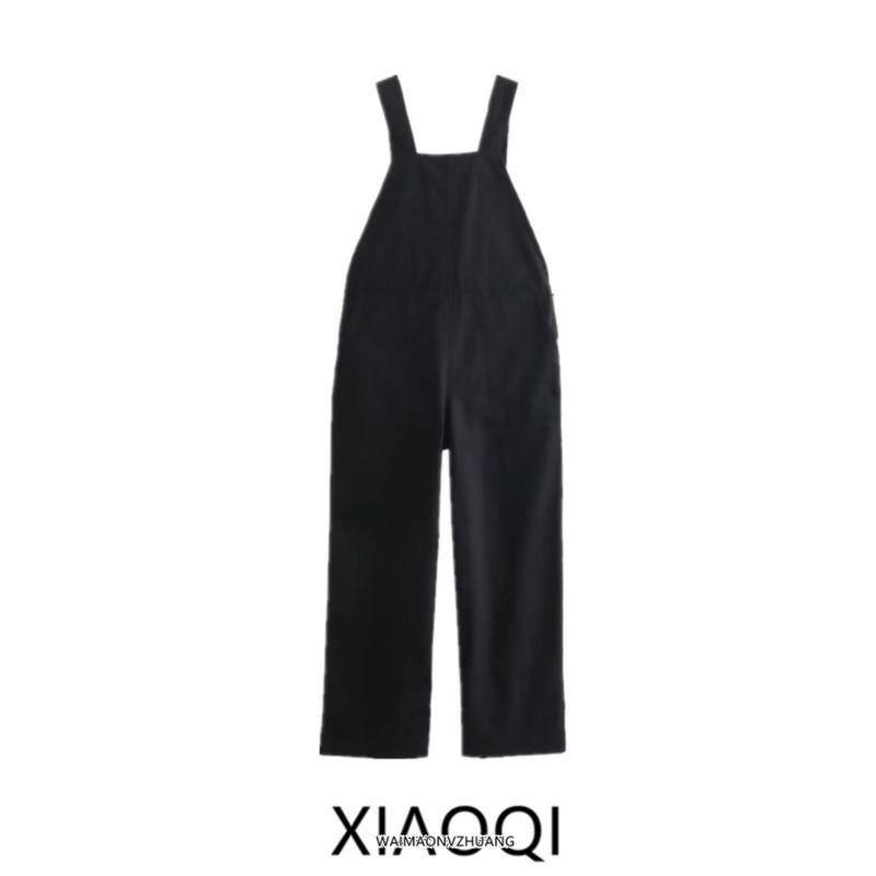 Fashion Style 2024 Spring New Arrival Women's Clothing Stylish Black Wide-Leg Working Bib Top Pants 1215837002