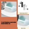 Freestanding Toilet Brush and Holder Set, Metal Bathroom Cleaning Brush with In-Holder Storage by the Toilet Area