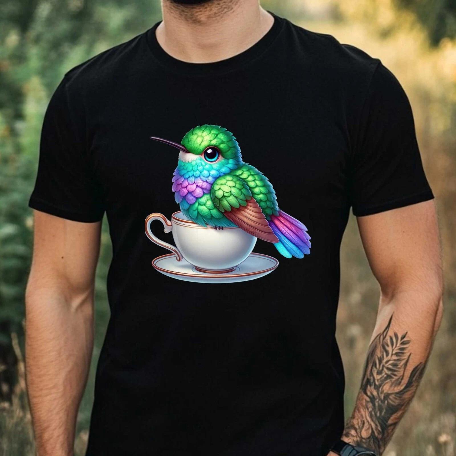 T-Shirt Herren Kolibri Motiv Baumwolle Größe XS bis 5XL L