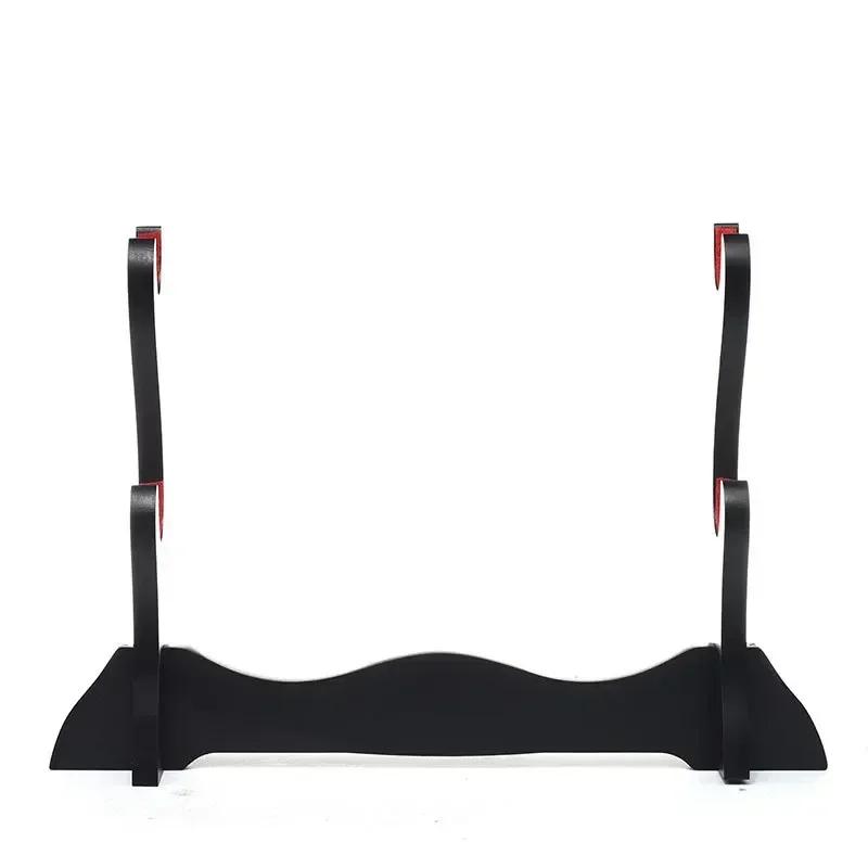 2 Tier Sword Stand Samurai Sword Display Velvet Padded Rack Wooden Sword Flute Stand Home Living Room Decoration Ornament