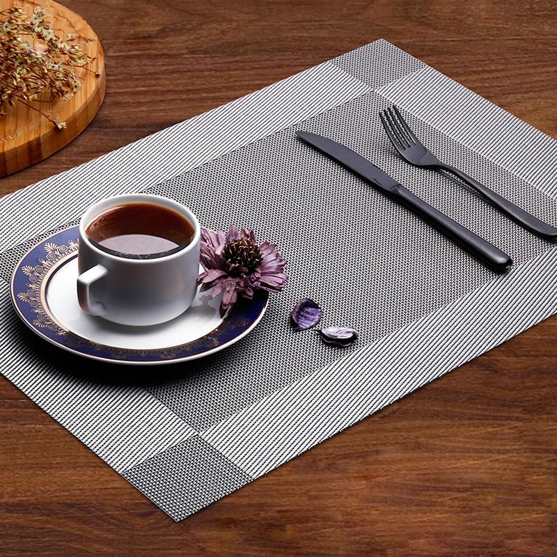 MENGTING Table Mat Tea Table Mat Heat-resistant PVC Western Mat Table Mat Cup Mat 4-pack 45*30cm 3034