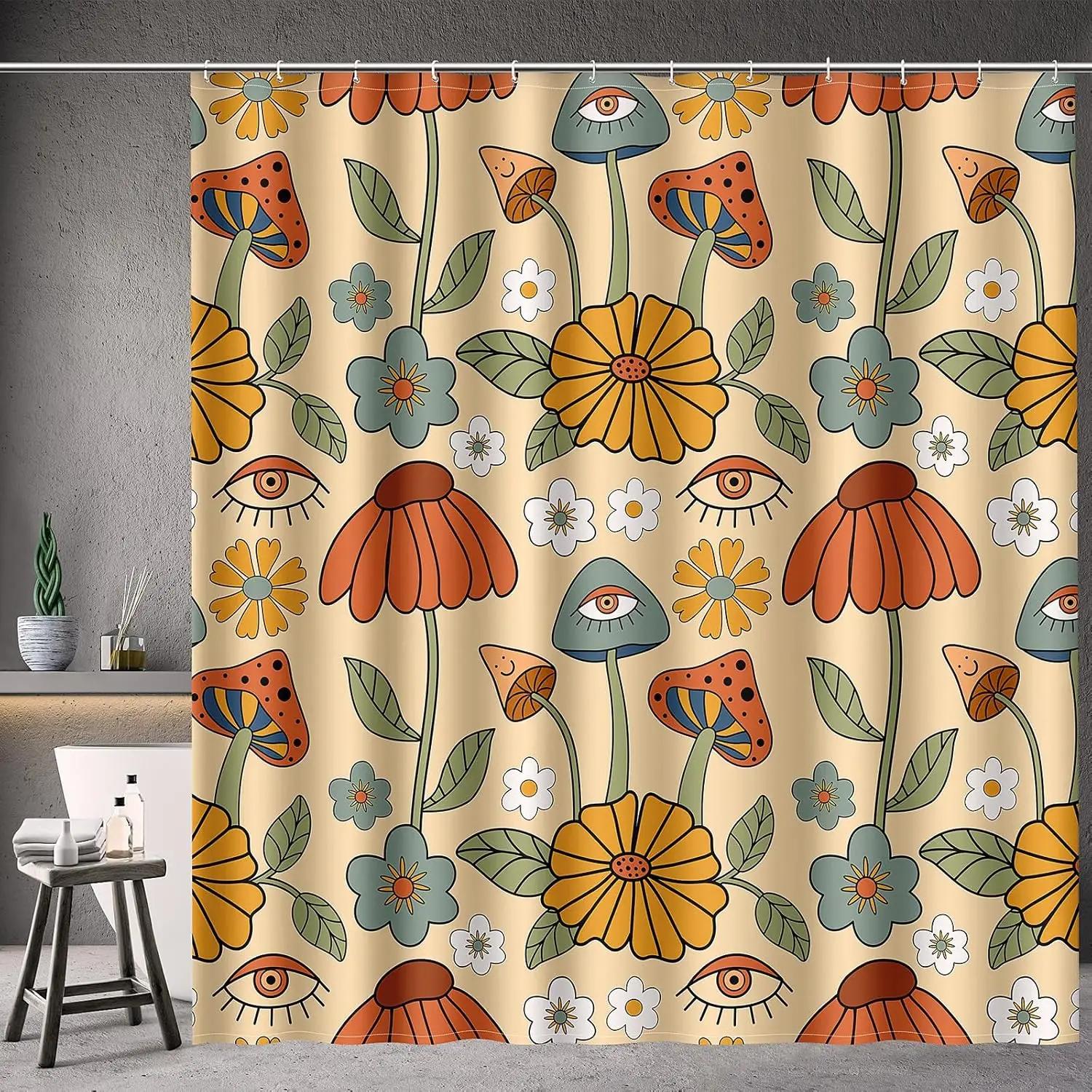 

Bohemian Style Geometric Shower Curtain Ethnic Tribe Vintage Shower Curtain With 12 Hooks For Bathroom Decoration Accessories W60H190(CM)-1 Pcs