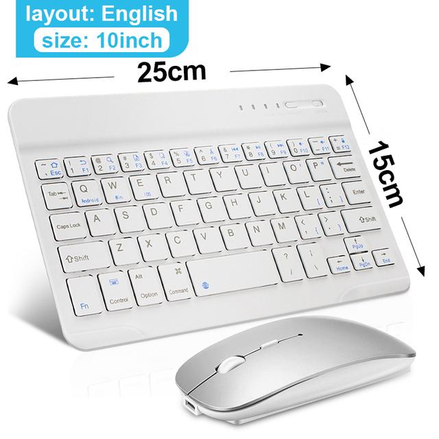 Kabellose Tastatur und Maus Mini Wiederaufladbare Bluetooth-Tastatur mit Maus Russische Tastenkappen Tastatur für PC Telefon Tablet Laptop