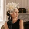 Exquisite Feather Fascinator Hat Elegant Tea Party Hat Fashion Bride Headdress  Dance Show