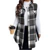 Casual Womens Sleeveless Vest Spring Plaid Buttonfront Polyester Top For Adults