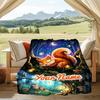 1PC Custom Name Moonlit Squirrel Dream Flannel Blanket Versatile,all-season Throw Suitable for the Living Room,bedroom,camping,travel,and Gift