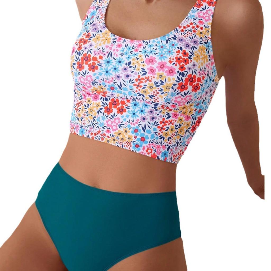 European & American Women's High-Waist Backless Print One-Piece Swimsuit