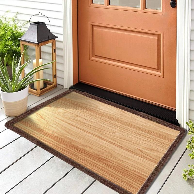 Wooden Welcome Entrance Doormat Washable Outdoor Indoor Carpet Rug for Home Decoration Floor Mat for Front Door Hallway Bathroom