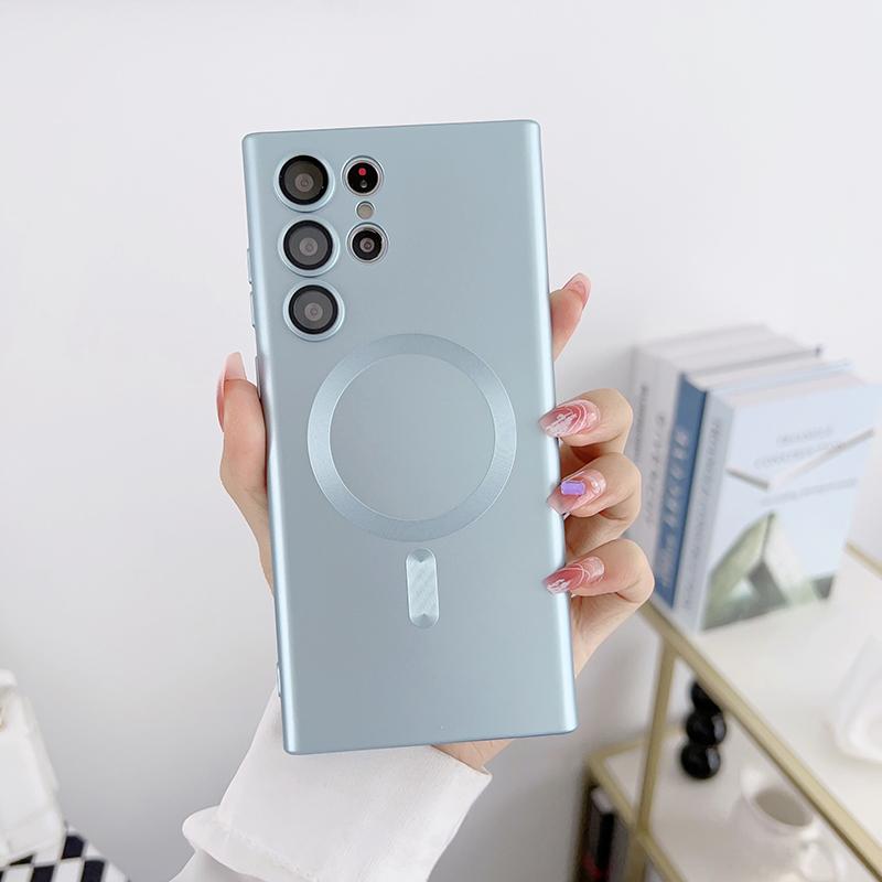 Für Magsafe Weiche Silikonhülle Für Samsung Galaxy S24 S23 S22 S21 S20 Ultra Plus S23 S21 FE Telefon Mit Kameraobjektiv Vollständige Abdeckungen