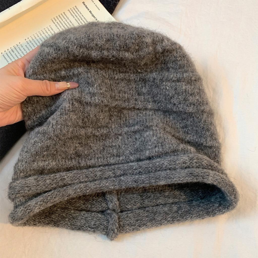 Big Head Circumference Coffee-Colored Knitted Stacking Hat Children'S Autumn And Winter Warm Face Small Cold Hat Versatile Warm Plain Head Hat