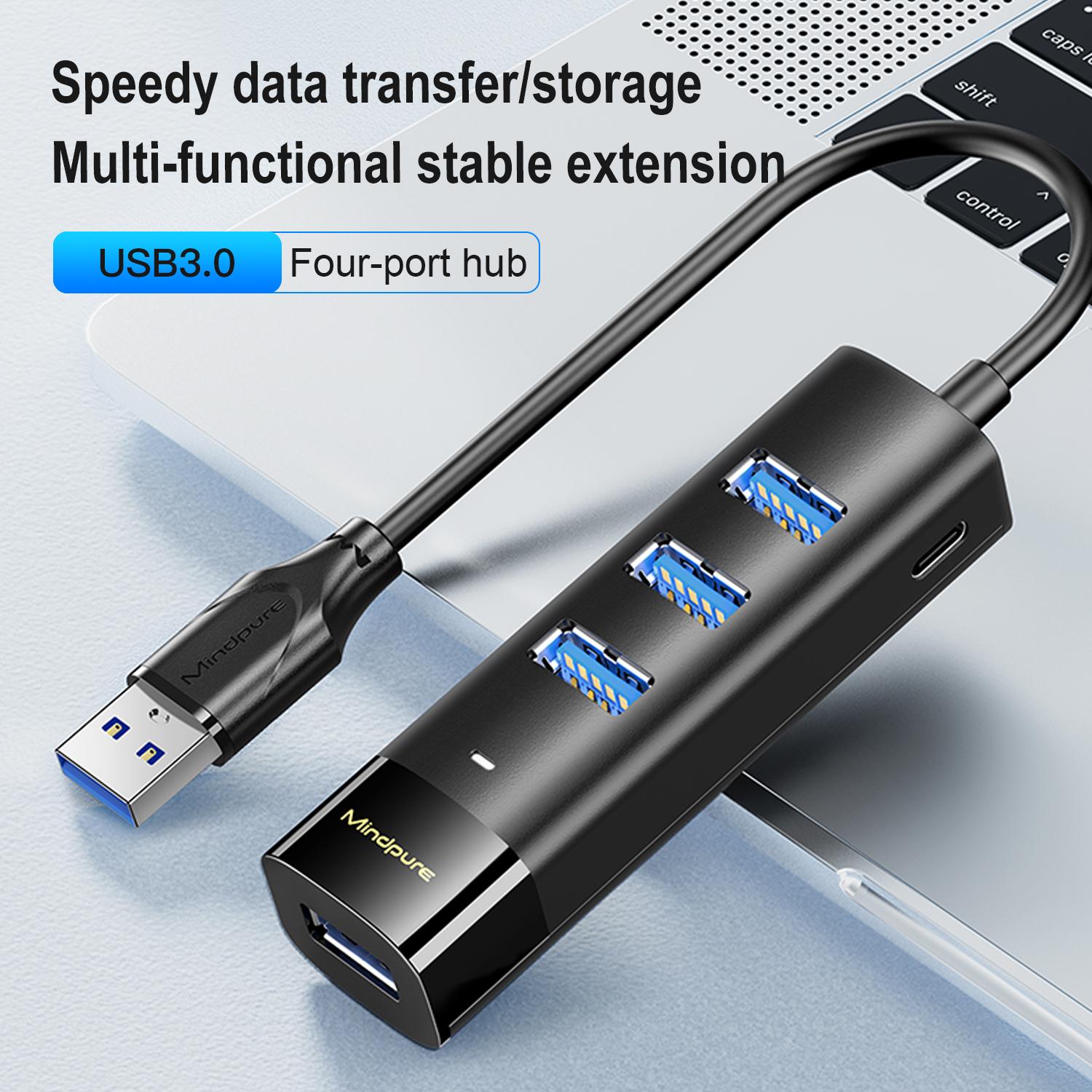 

MINDPURE US022 1.5m USB-A to USB 3.0 4-Port Hub High Speed Data Transfer Laptop Docking Station As Shown A