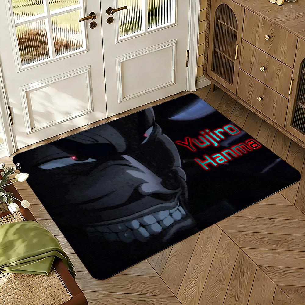 Baki the Grappler Floor Mat Soft Thickened Absorbent Non-Slip Bedroom Living Room Door Mat Home Decor Flannel Rugs