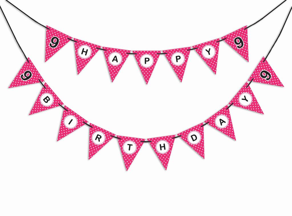 Inkdotpot Birthday Party Decorations Happy Birthday Party Garland Baby Girls Polka Dot Pennant Banner