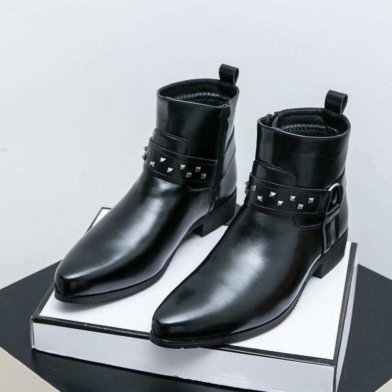 Fashion Men Ankle Boots Black Brown Side Zipper Outdoor Training Boots British Business Fashion Chelsea Boots Size 38-36 Men Boots