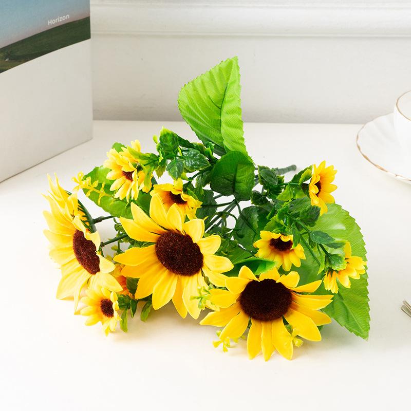 1Pcs Artificial Sunflowers Silk Fake Flowers Floral Bouquet For Home Living Room Decor Wedding Handheld Prop Table Centerpiece
