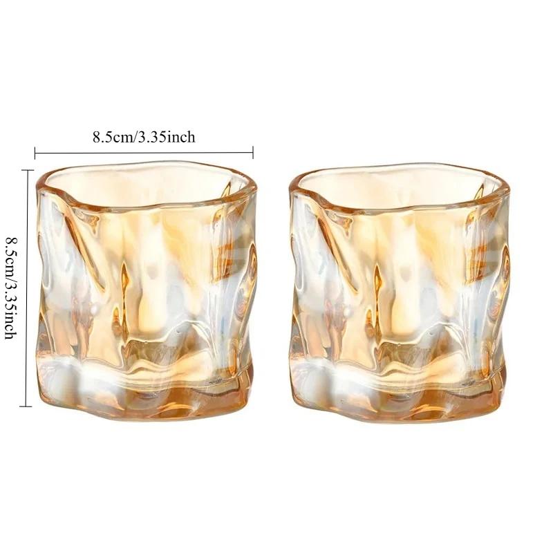 2pcs Whiskey Glass Party Cocktail Glass Juice Iced Coffee Mugs Simple Irregular Twist Glass Cup Drinking Glasses Cocktail Glass