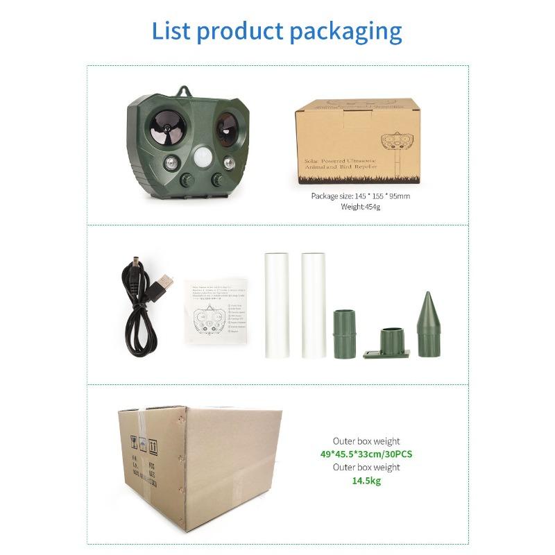 

Отпугиватель птиц на солнечной батарее, светодиодный мигающий ультразвуковой отпугиватель мышей, инфракрасный датчик, отпугиватель птиц