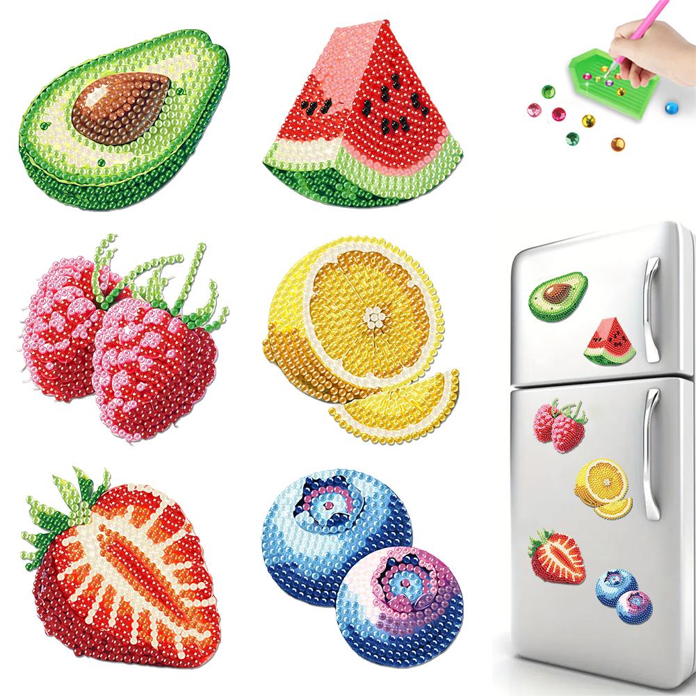 6Pcs DIY Diamond Painting Fridge Magnets Crystal Sparkling Diamond Magnets Set Diamond Painting Magnets Kit for Home Decoration