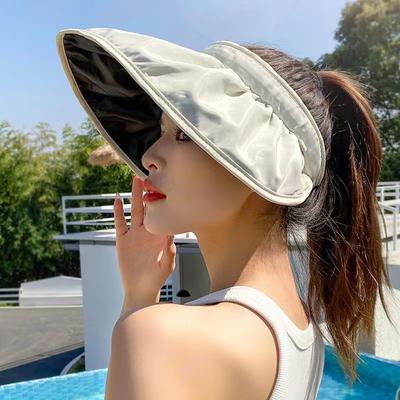 Summer Women's Sunscreen Hat Hollow Top Face Shading Beach Sun Hat Cycling Shell Hat