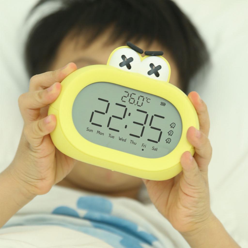 Çocuk Alarm Saati Çizgi Film Sevimli Akıllı Pille Çalışan Dijital LED Elektronik Saat Gece