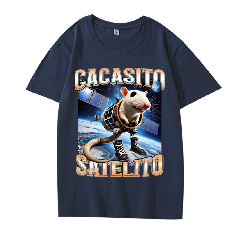 Funny Cacasito Satelito Italian Brainrot Silly Rat Meme T Shirt men women Oversized 100% Cotton short sleeve Summer Unisextops
