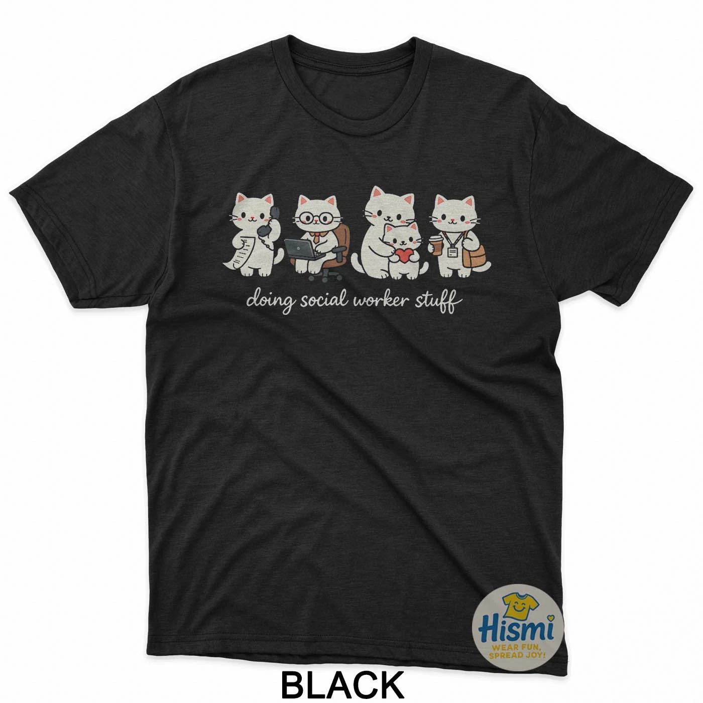 Cute Cat Doing Social Worker Stuff Mental Health Worker T-Shirt L