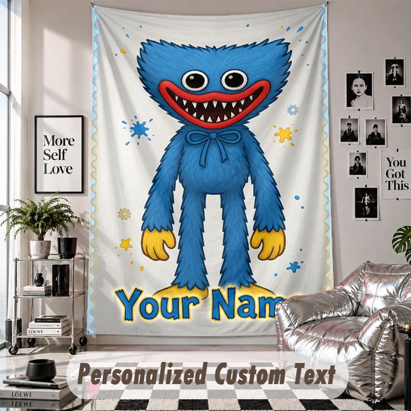 Arazzo da Parete con Nome e Testo Personalizzati, Arazzo Decorativo Poppy Playtime per Camera da Letto