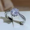 New Fashion Jewelry Zircon Round Wedding Rings For Women Girl 925 Stamp Six-claw Full Of Diamond Jewelry Wholesale