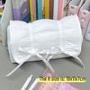 Bow White Cream Puff Pencil Case - Large Capacity Girly Storage Bag for Students