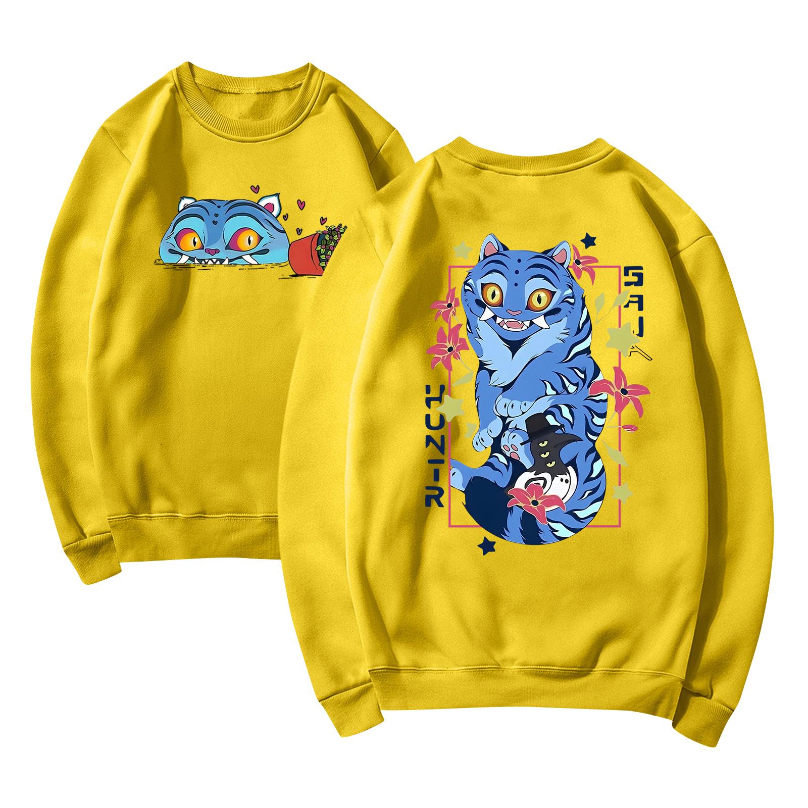 

Женская мода повседневная толстовка с длинным рукавом и круглым вырезом с принтом XL жёлтый