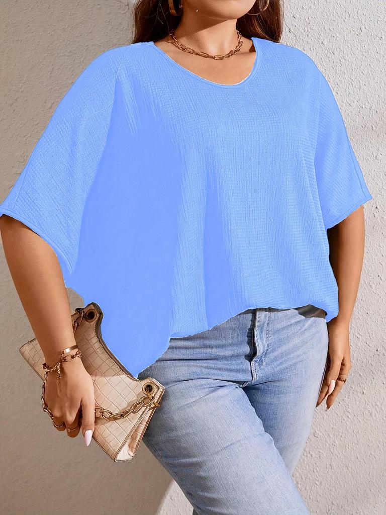 Auffälliges Plus-Size Fledermausärmel-Oberteil mit atemberaubender Ausstrahlung für den Ausgeh.