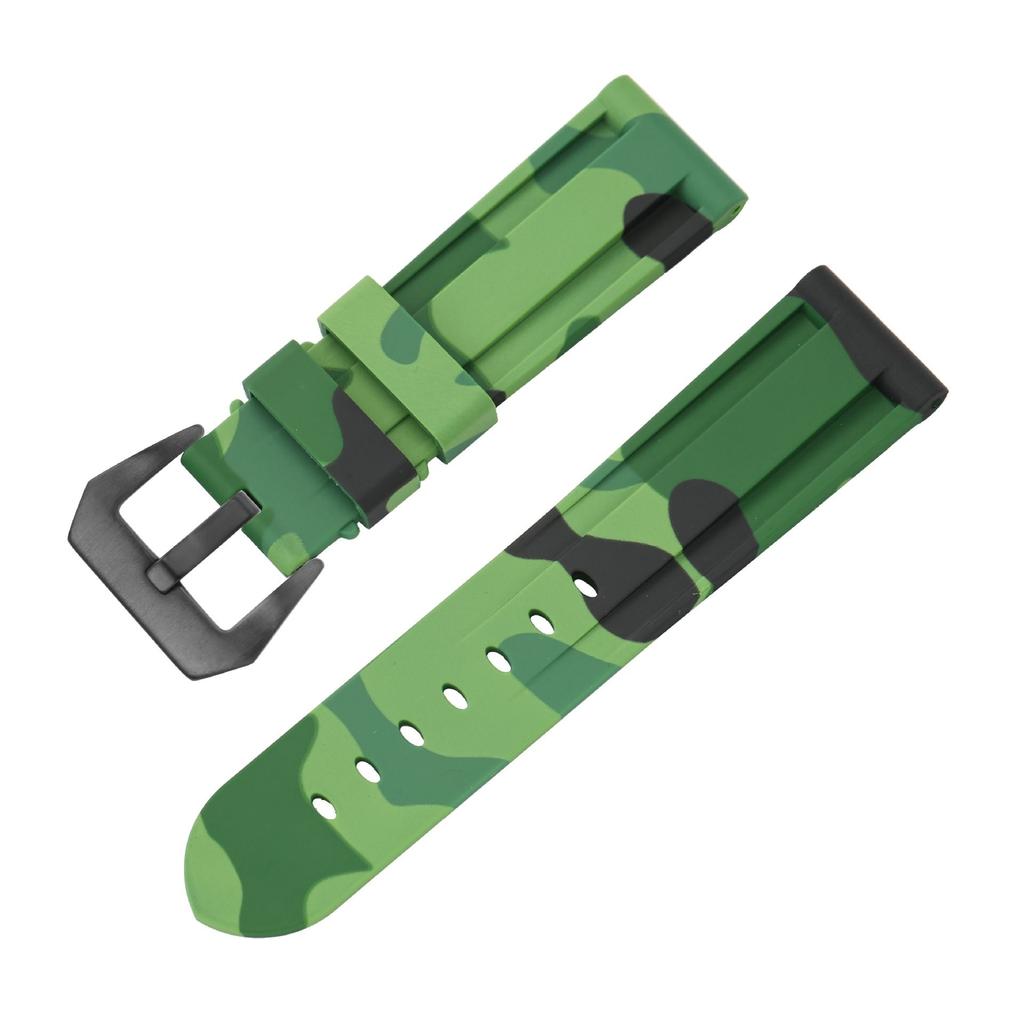 Universal Silicone Watch Band for Panerai - 20mm 22mm 24mm 26mm Soft Rubber Camouflage Sport Big Buckle Durable Strap for PAM Military Smart Watch