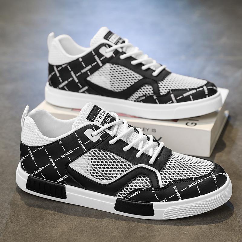 Men’s Sports Shoes Casual Skateboard Shoes Summer Breathable Student Grey Running Sneakers Plus Size