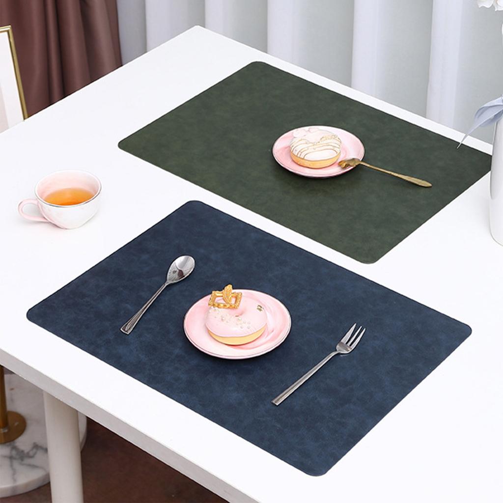 Placemat Nordic Faux Leather Table Waterproof Desk Mat Solid Color Non-slip Pad for Home Hotel