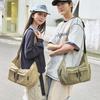 Nylon solid color tooling locomotive men's and women's satchel, new large-capacity double-pocket shoulder messenger bag