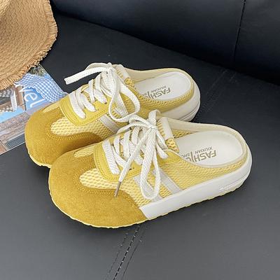 Summer Mesh Breathable German Training Shoes Women's 2025 New Thick-soled Retro Baotou Half Slippers Lazy Casual Sports Shoes
